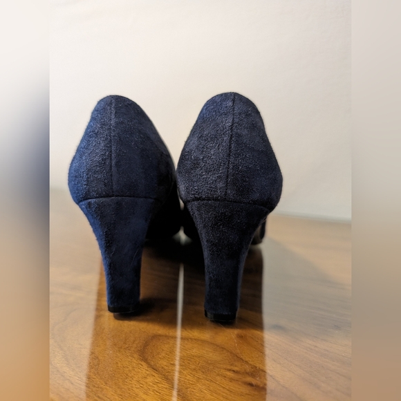 Vintage Bally Navy Blue Leather Heels Shoes Size: 5M - Picture 10 of 12